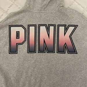 Victoria Secret Pink zip up hoodie sweatshirt size medium gray zip up hoodie
